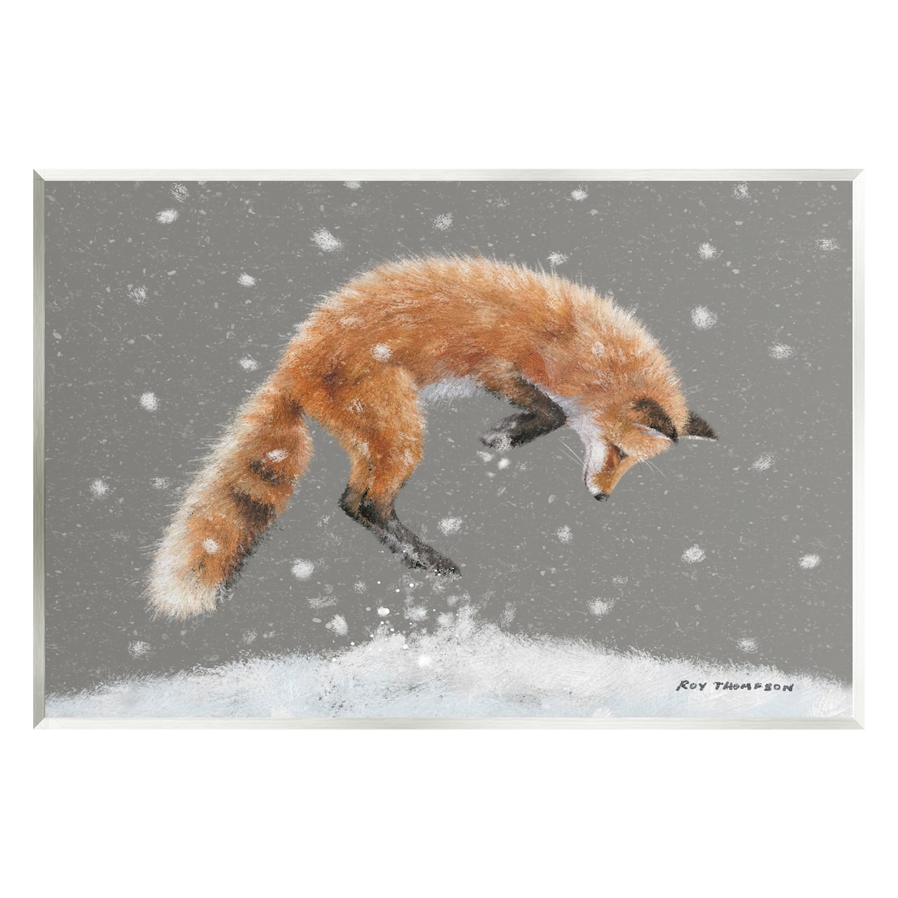 Stupell Industries Jumping Fox Winter Snowfall Wall Plaque Art